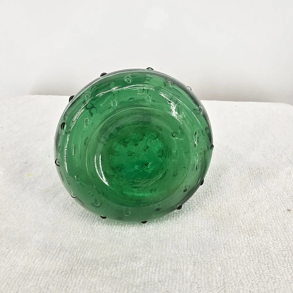 Vintage Emerald Green Glass Hobnail Bud Vase Mid Century Modern 7.5 Inch
